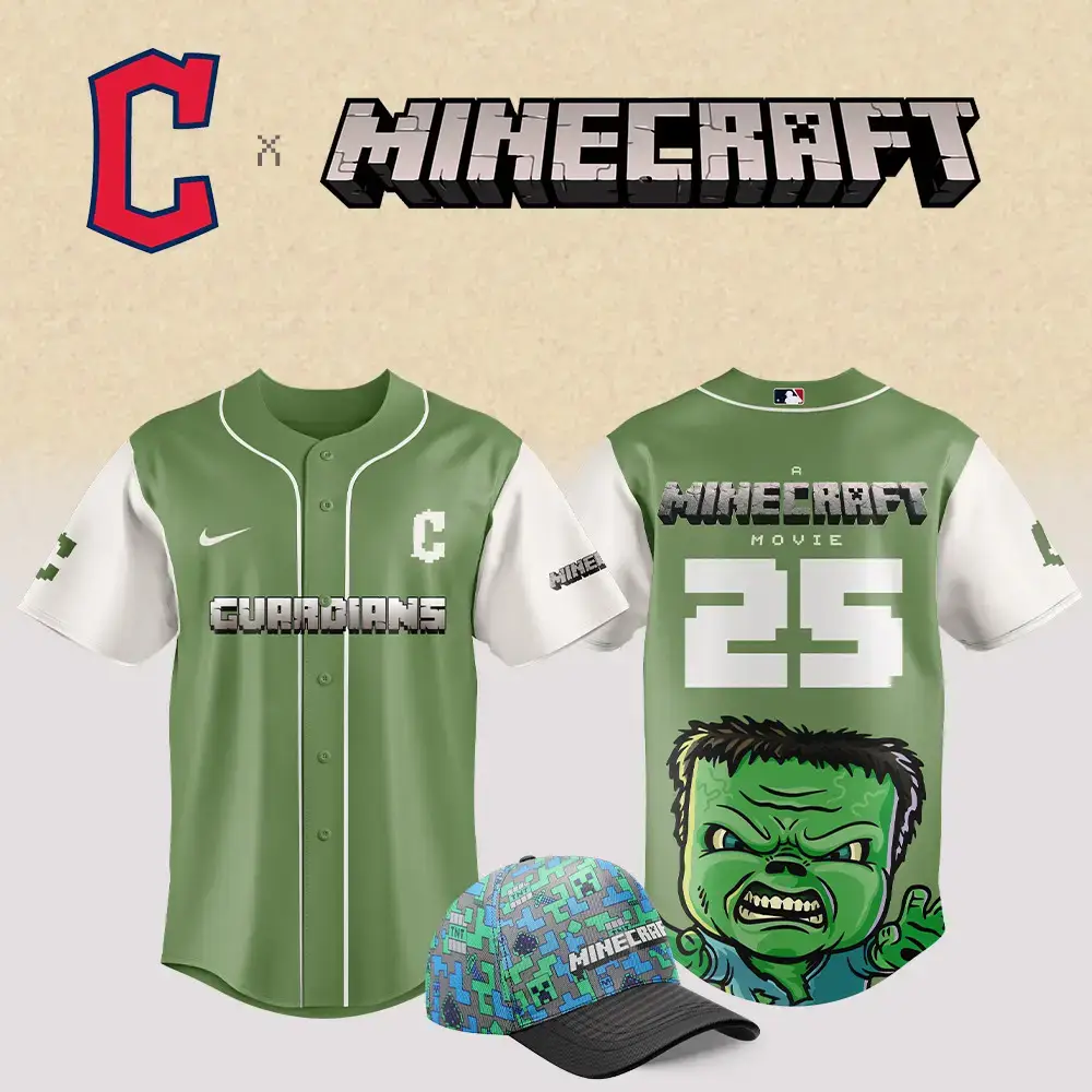 Cleveland Guardians Mlb X Minecraft Movie Baseball Jersey Image