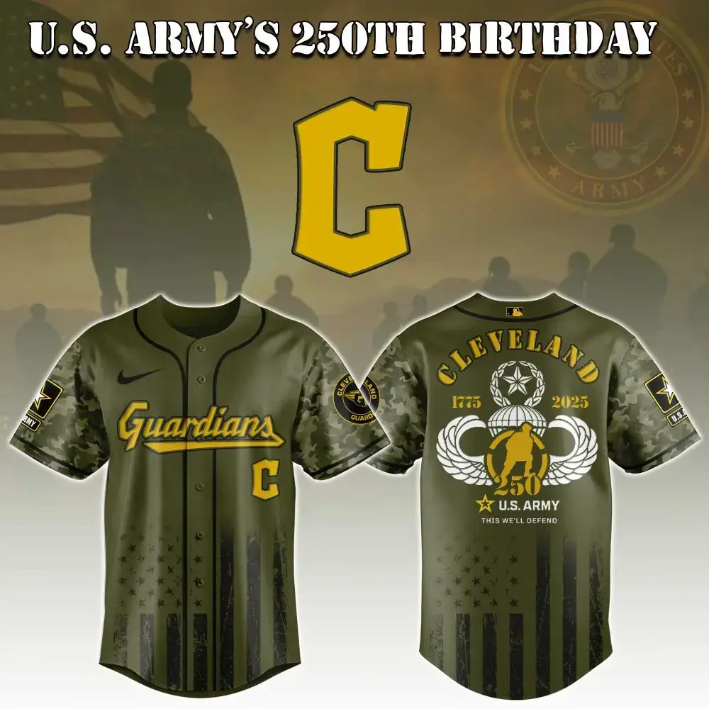Cleveland Guardians Mlb X U.S. Army This We'Ll Defend Baseball Jersey Image