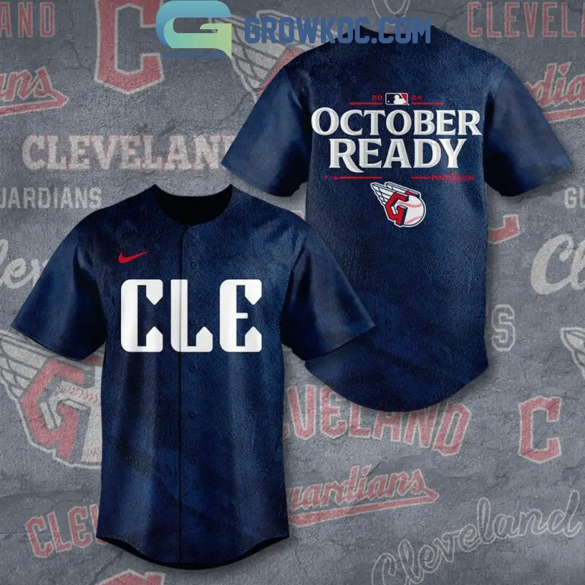 Cleveland Guardians October Ready Postseason 2024 Baseball Jersey Image