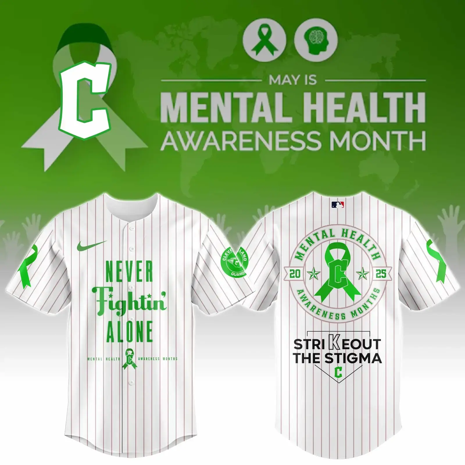 Cleveland Guardians Special Mental Health Awareness Week 2025 Jersey Guardians Merch Image