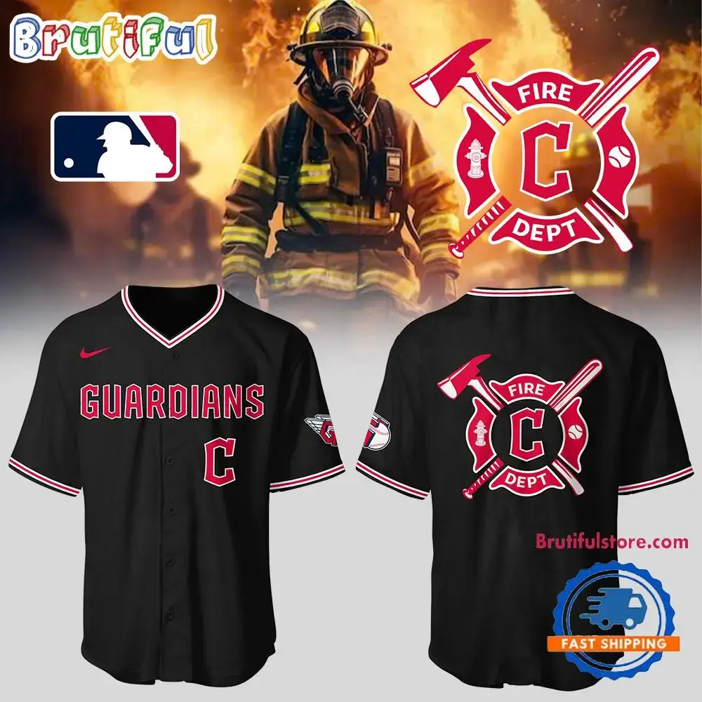Cleveland Guardians x Firefighter Appreciation Night Black Jersey Shirt Image
