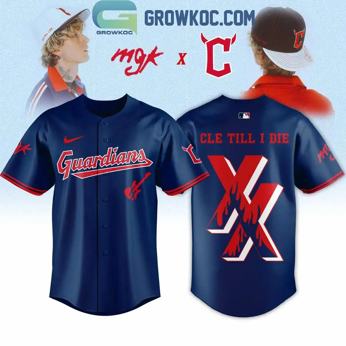 Cleveland Guardians x Machine Gun Kelly Cle Till I Die Navy Jersey Image