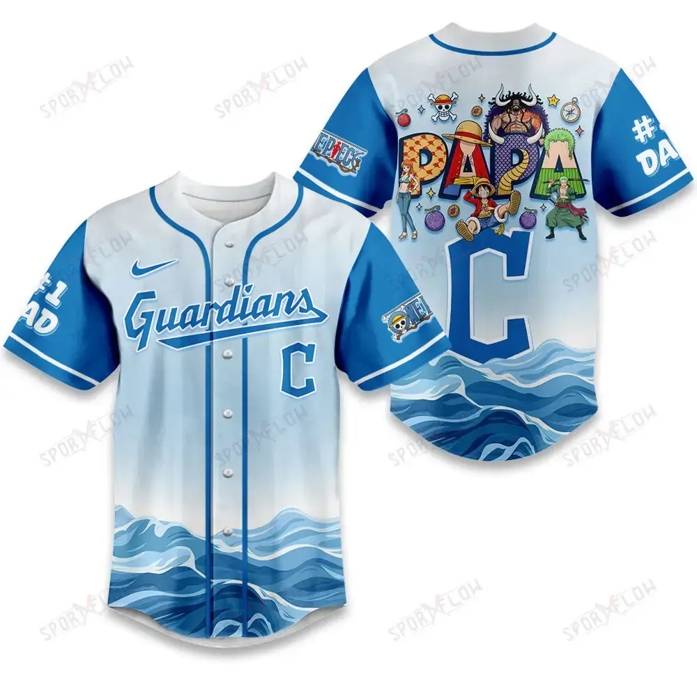 Cleveland Guardians X One Piece Grand Line Papa Father'S Day Baseball Jersey Image