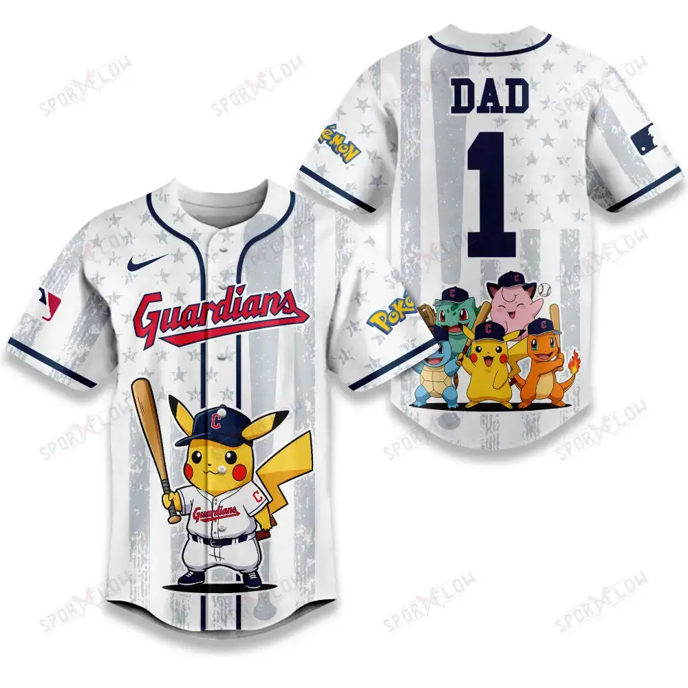 Cleveland Guardians X Pokemon Night Dad Edition Baseball Jersey Image