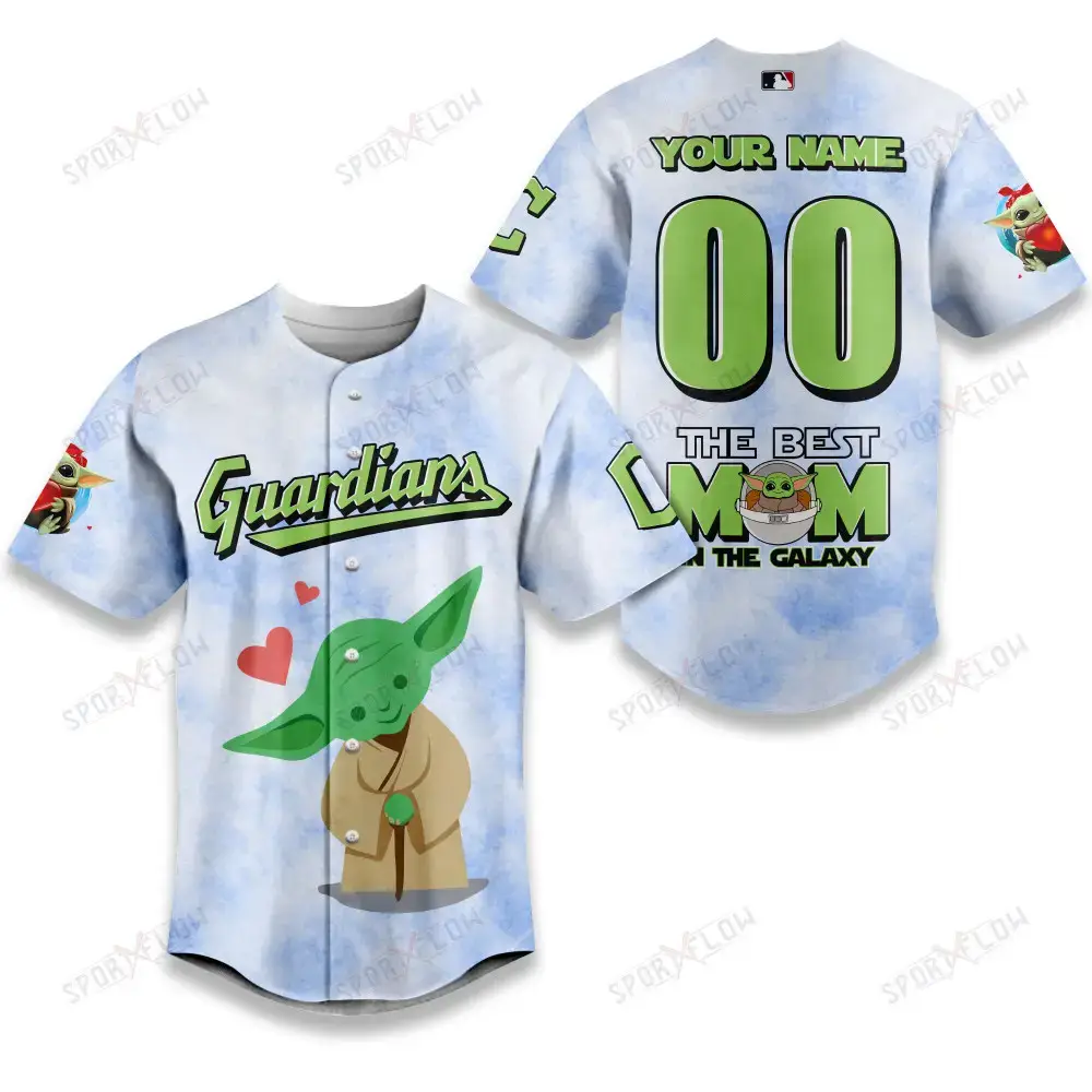 Cleveland Guardians X Star Wars Yoda Best Mom Custom Baseball Jersey Image