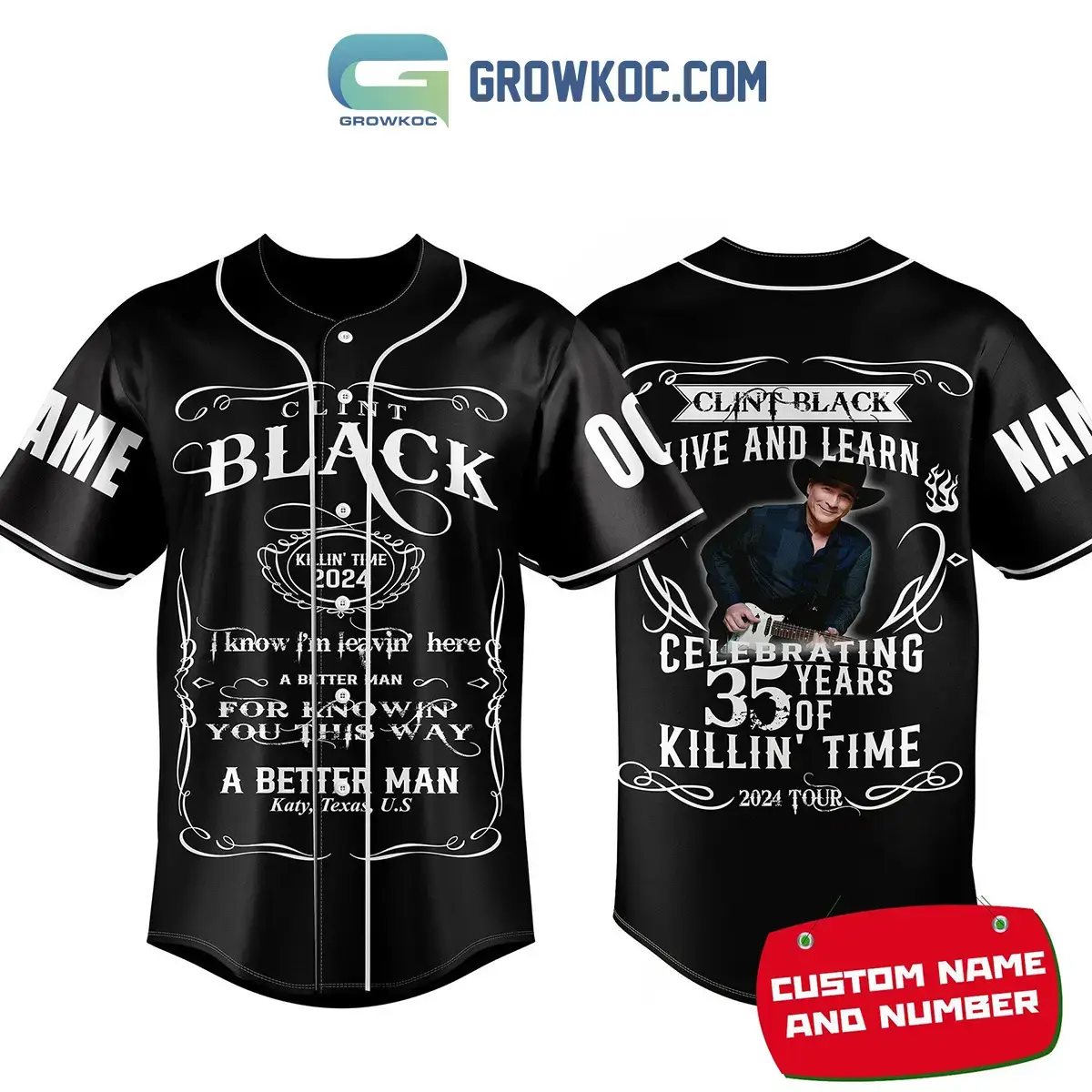 Clint Black Celebrating 35 Years Of Killn' Time Personalized Baseball Jersey Image