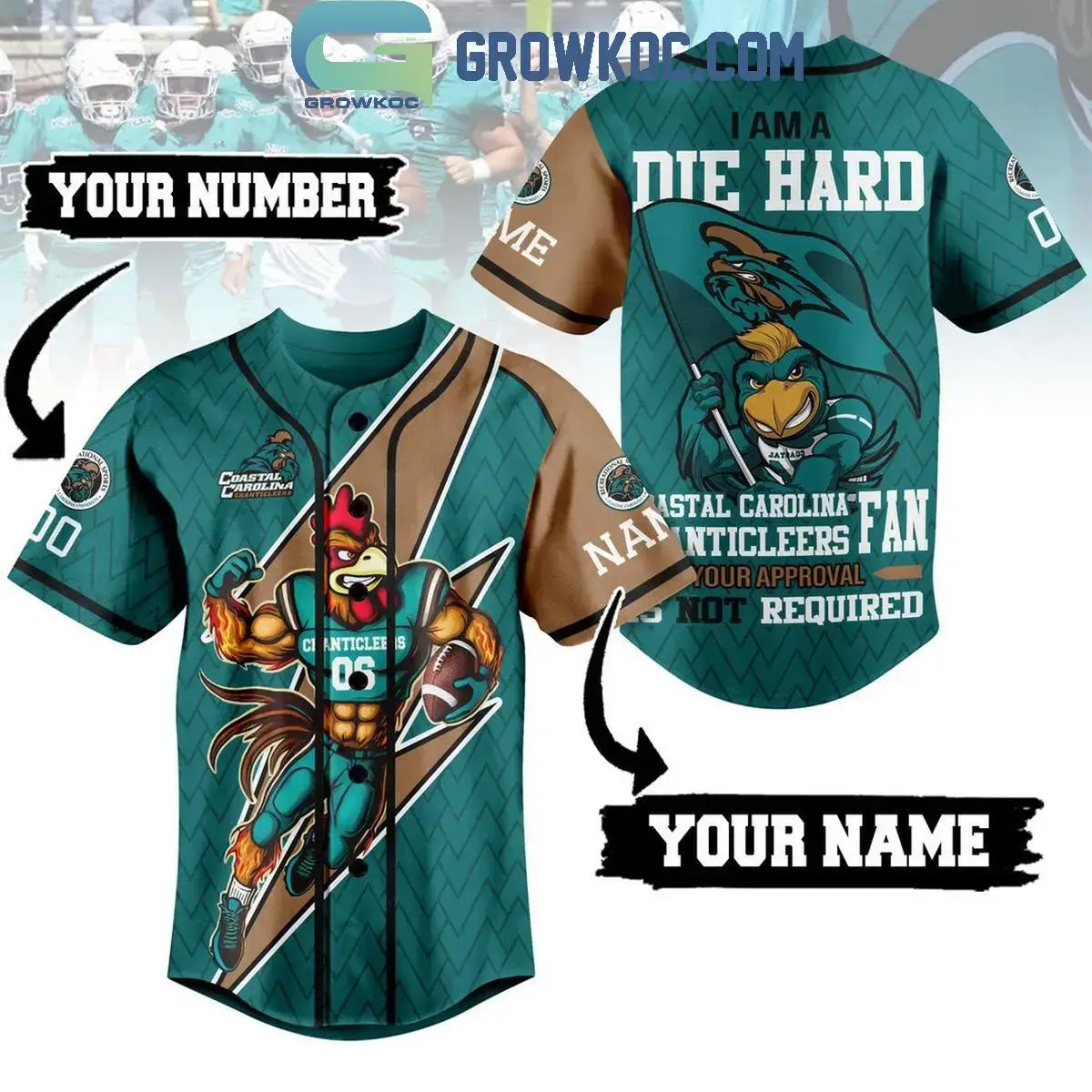 Coastal Carolina Chanticleers Your Approval Not Required Personalized Baseball Jersey Image