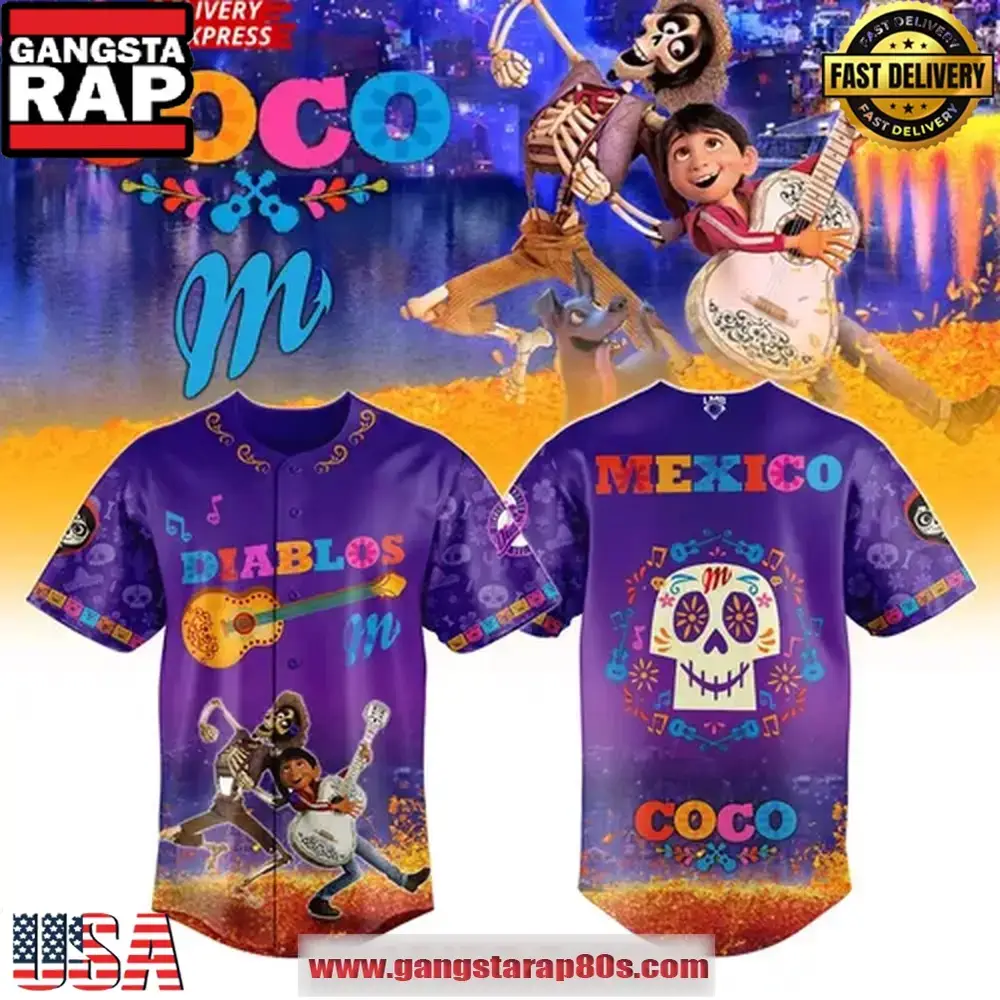 Coco x Diablos Rojos del M?xico Special Edition Custom Baseball Jersey Shirt Image