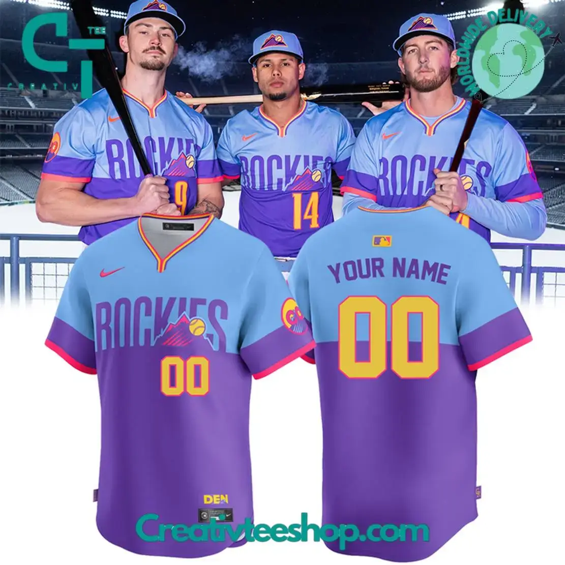 Colorado Rockies 2025 City Connect Personalized Baseball Jersey Image