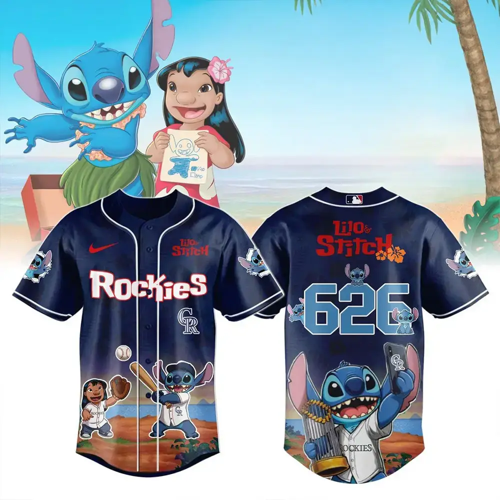 Colorado Rockies Lilo And Stitch 626 Baseball Jersey Colorado Rockies Merch Husband Gifts Image