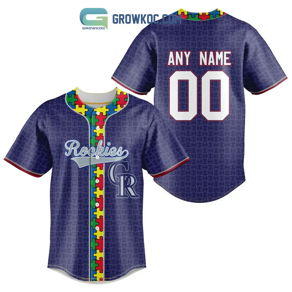 Colorado Rockies MLB Fearless Against Autism Personalized Baseball Jersey Image