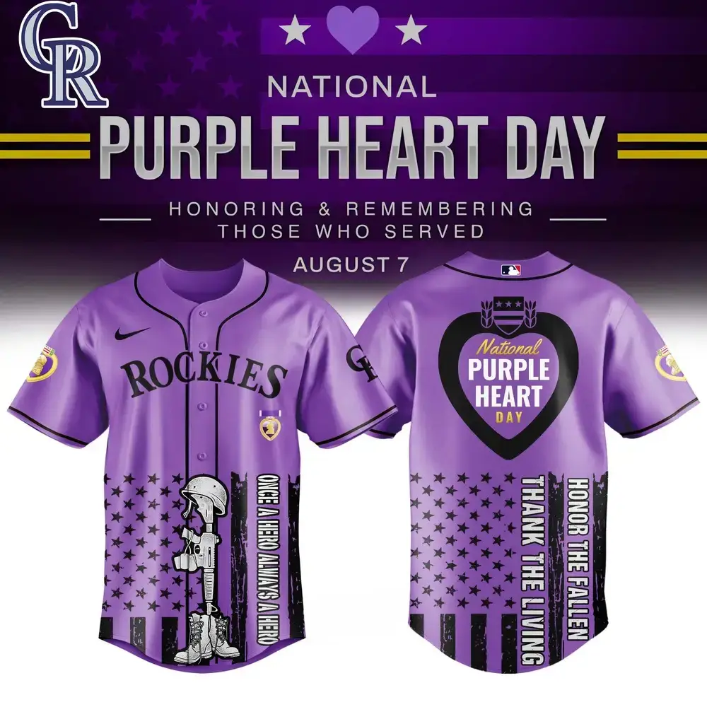 Colorado Rockies Mlb X Usa Purple Heart Day Baseball Jersey Image