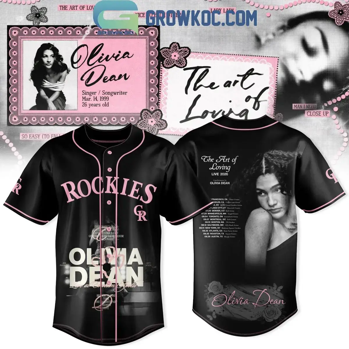 Colorado Rockies With Olivia Dean The Art Of Loving Live Tour Jersey Image