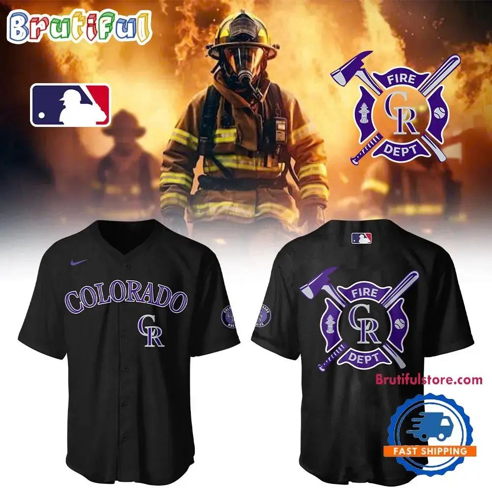 Colorado Rockies X Firefighter Appreciation Night Black Jersey Image