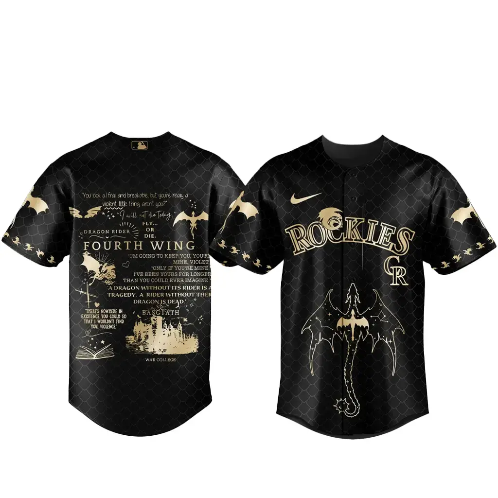 Colorado Rockies x Fourth Wing Night 2026 Black Baseball Jersey Image