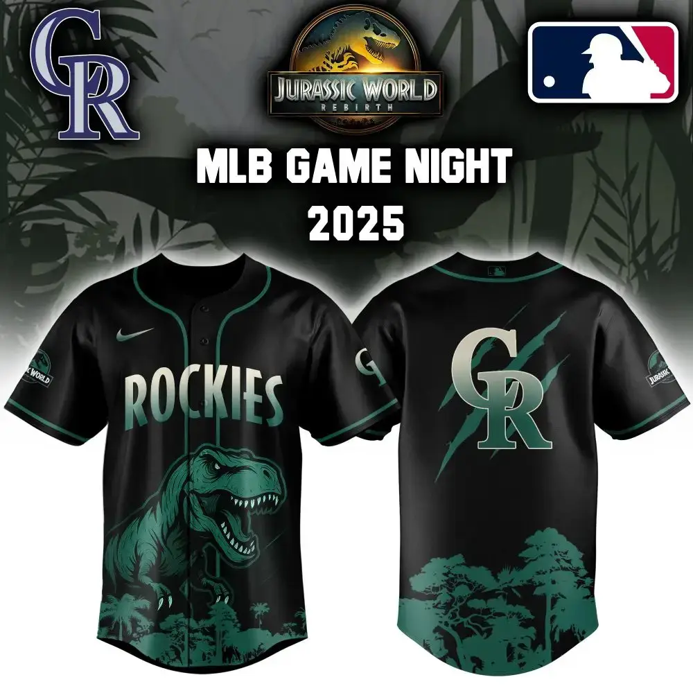 Colorado Rockies X Mlb Jurassic World Baseball Jersey Image