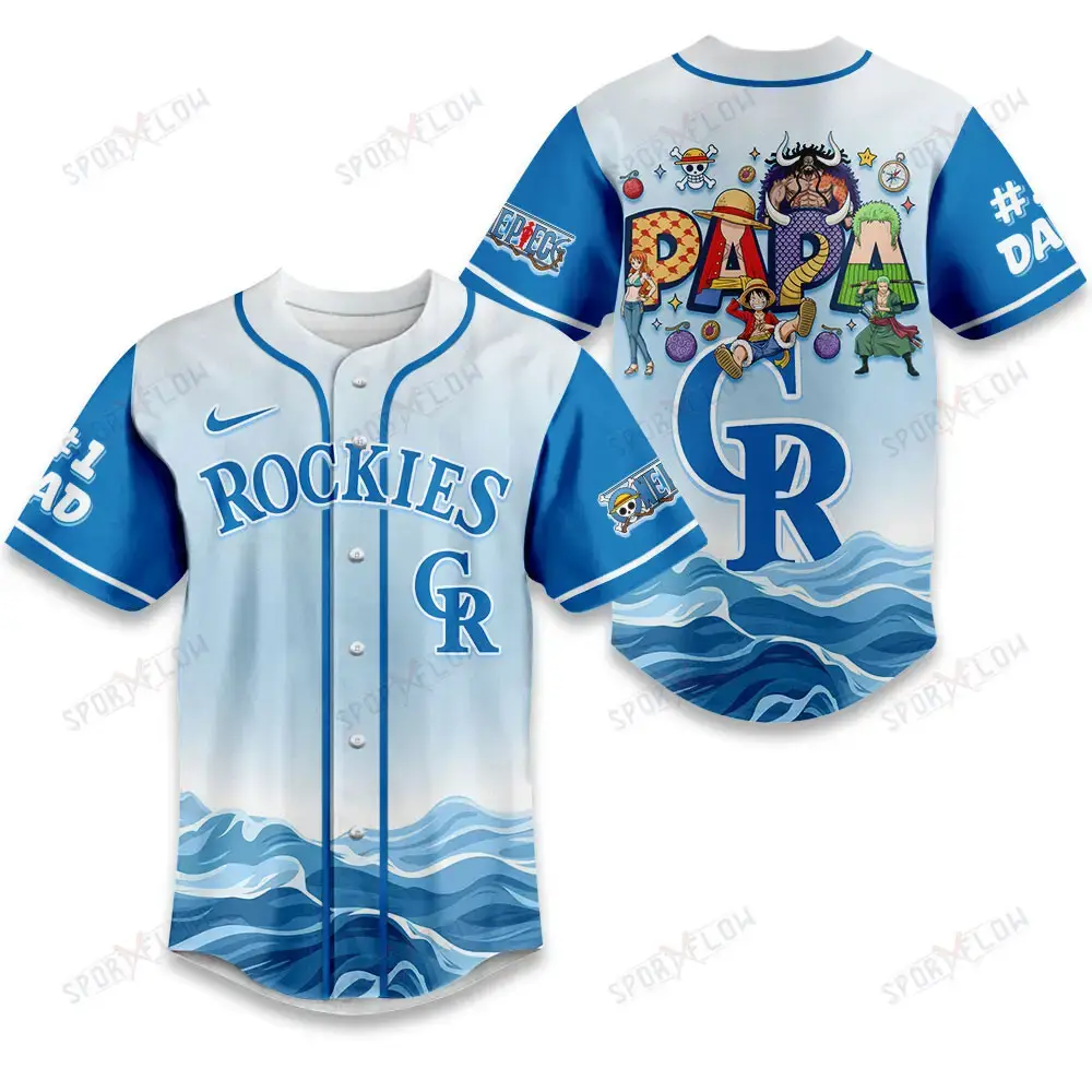 Colorado Rockies X One Piece Grand Line Papa Father'S Day Baseball Jersey Image