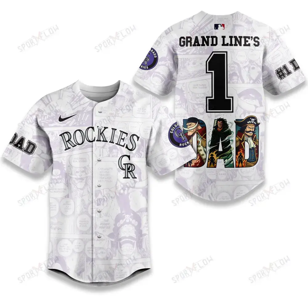 Colorado Rockies X One Piece Grand Line'S #1 Dad Custom Baseball Jersey Image
