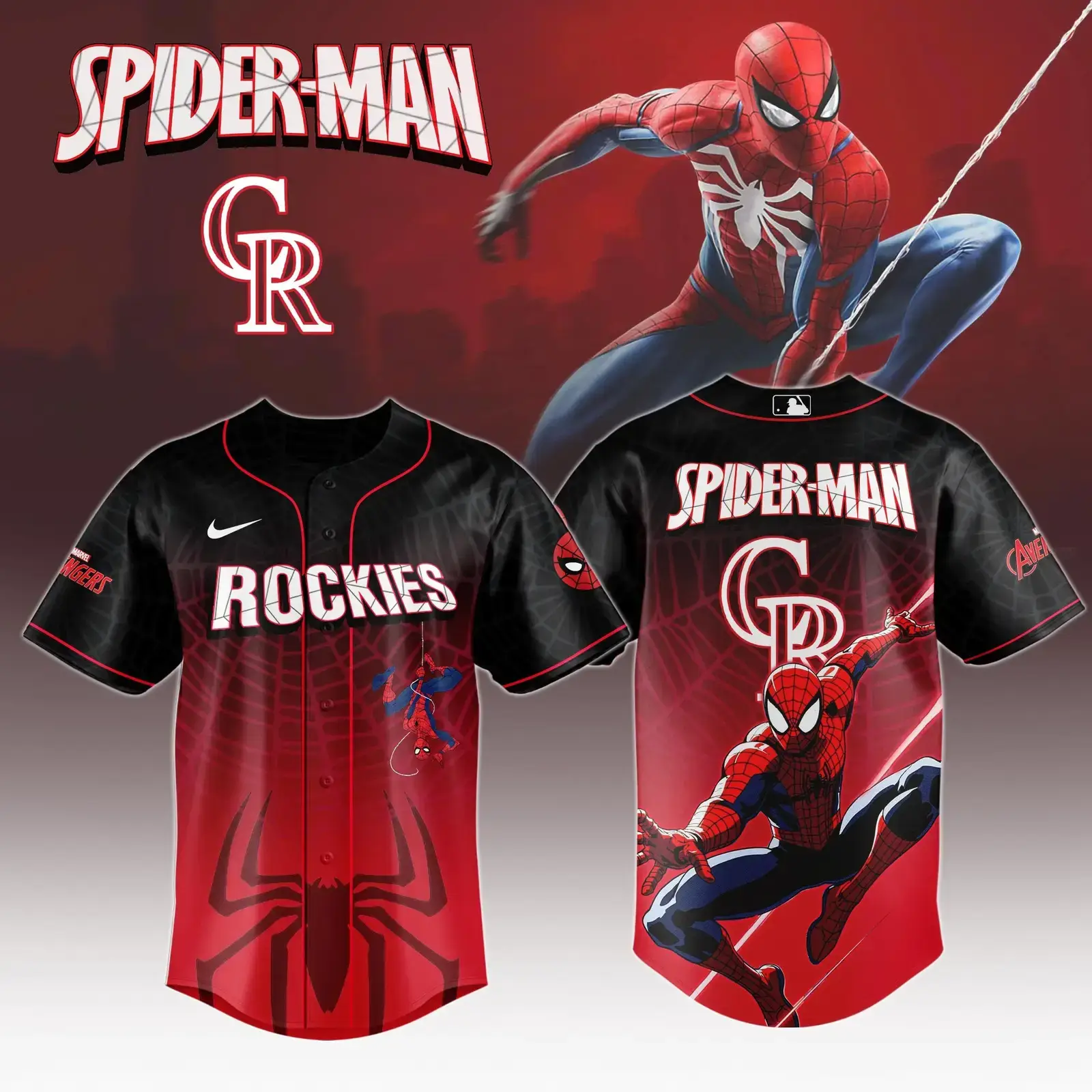 Colorado Rockies x Spider Man Game Night Special Edition Jersey Colorado Rockies Merch Image