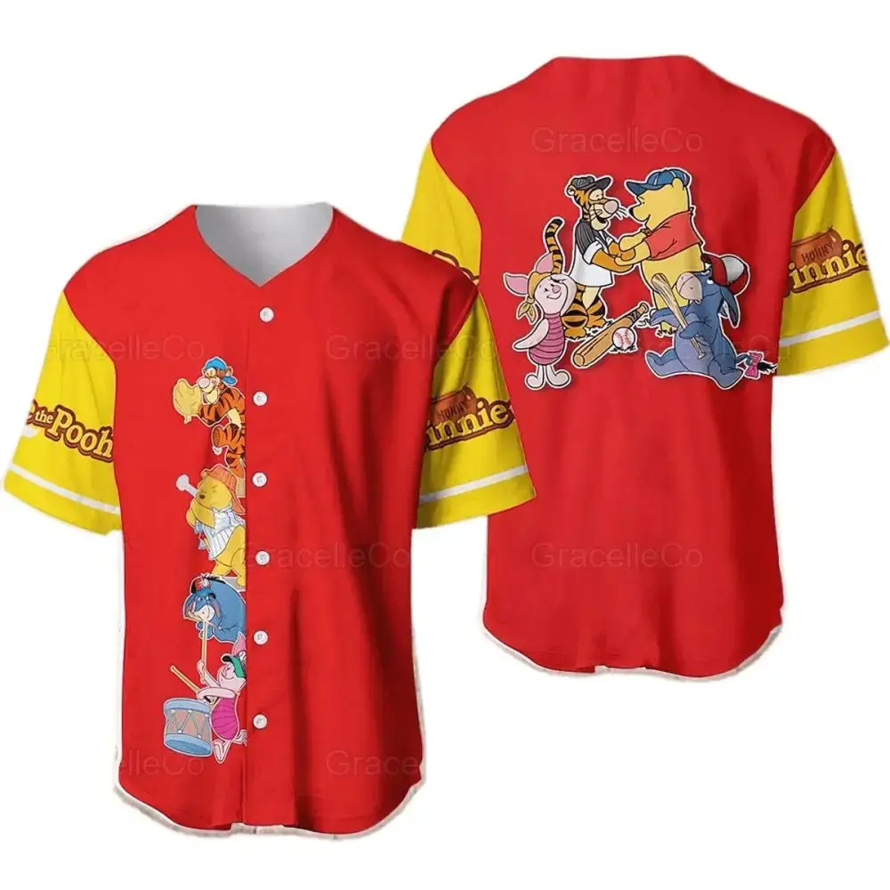 Colorful Cartoon Baseball Jersey - Fun Characters Design, Unisex Image
