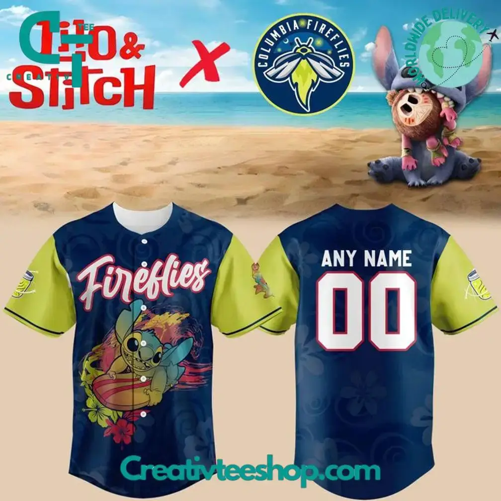 Columbia Fireflies X Lilo & Stitch 2025 Personalized Baseball Jersey Image