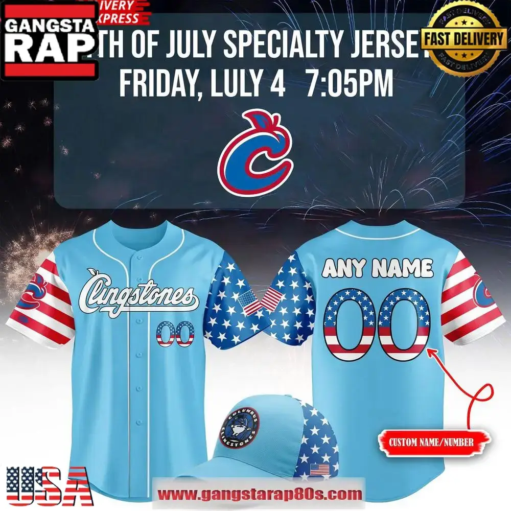 Columbus Clingstones 4th Of July Special Edition Custom Baseball Jersey Shirt Image