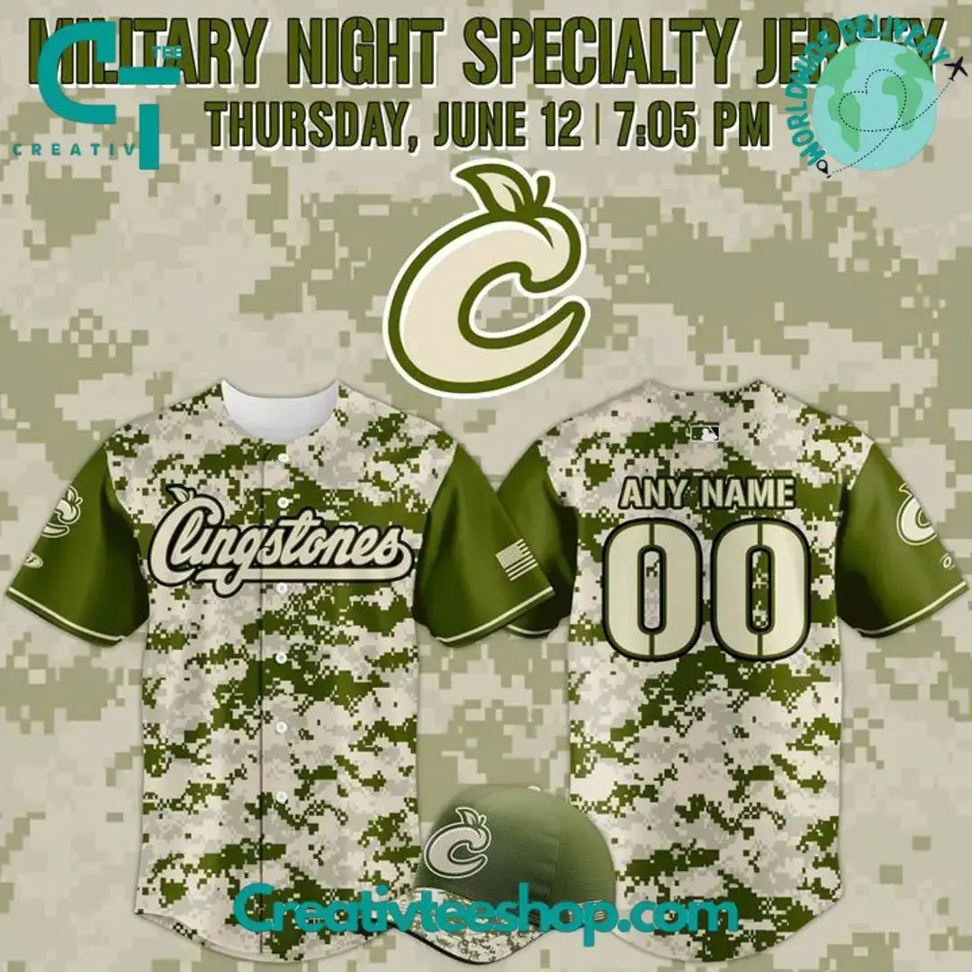 Columbus Clingstones X Military Night 2025 Personalized Baseball Jersey Image