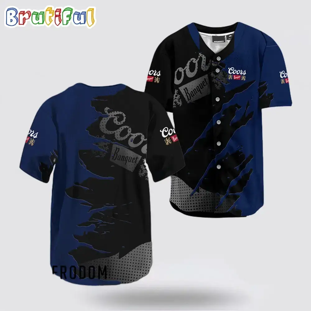 Coors Banquet Beer Metal Crack Pattern Baseball Jersey Image