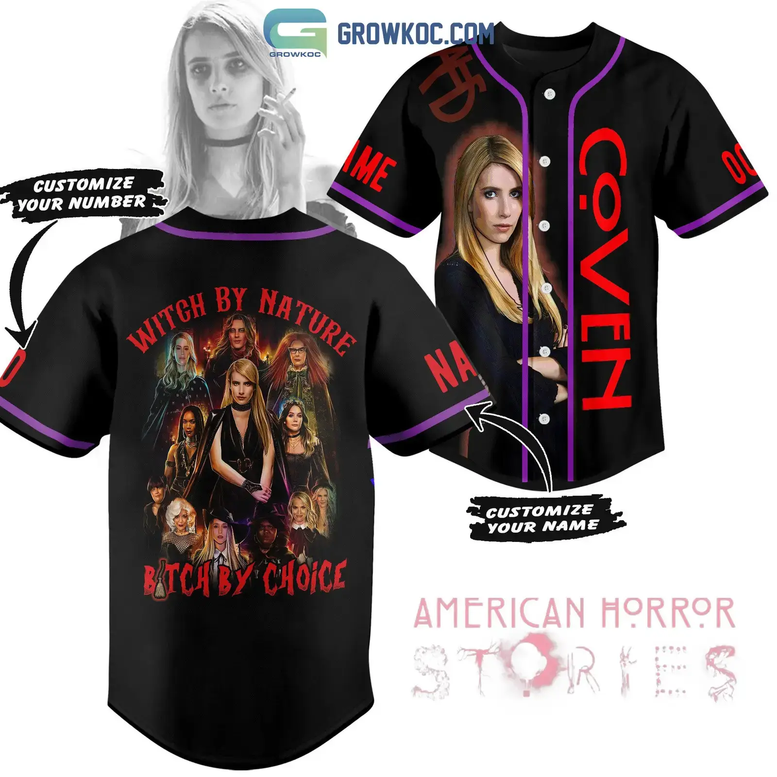 Coven Witch By Nature Bitch By Choice Personalized Baseball Jersey Image