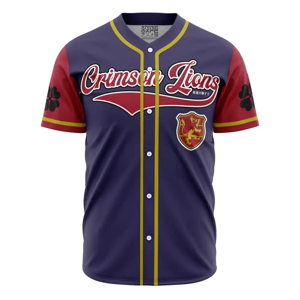 Crimson Lions Baseball Jersey – Stylish Sportswear With Unique Crest Design Image