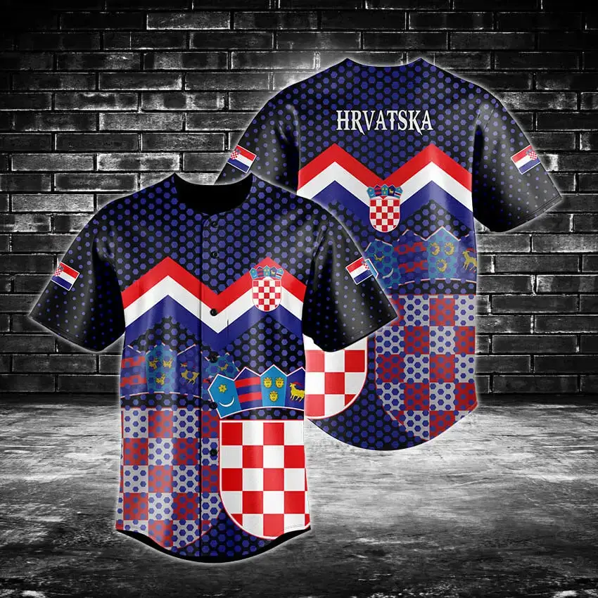 Croatia Flag Baseball Jersey - Stylish Hrvatska Sports Shirt For Fans Image