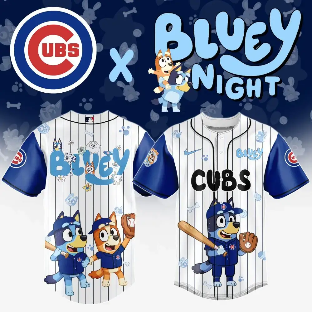 Cubs X Bluey Night Kids' Baseball Jersey – Limited Edition Fun Apparel Image