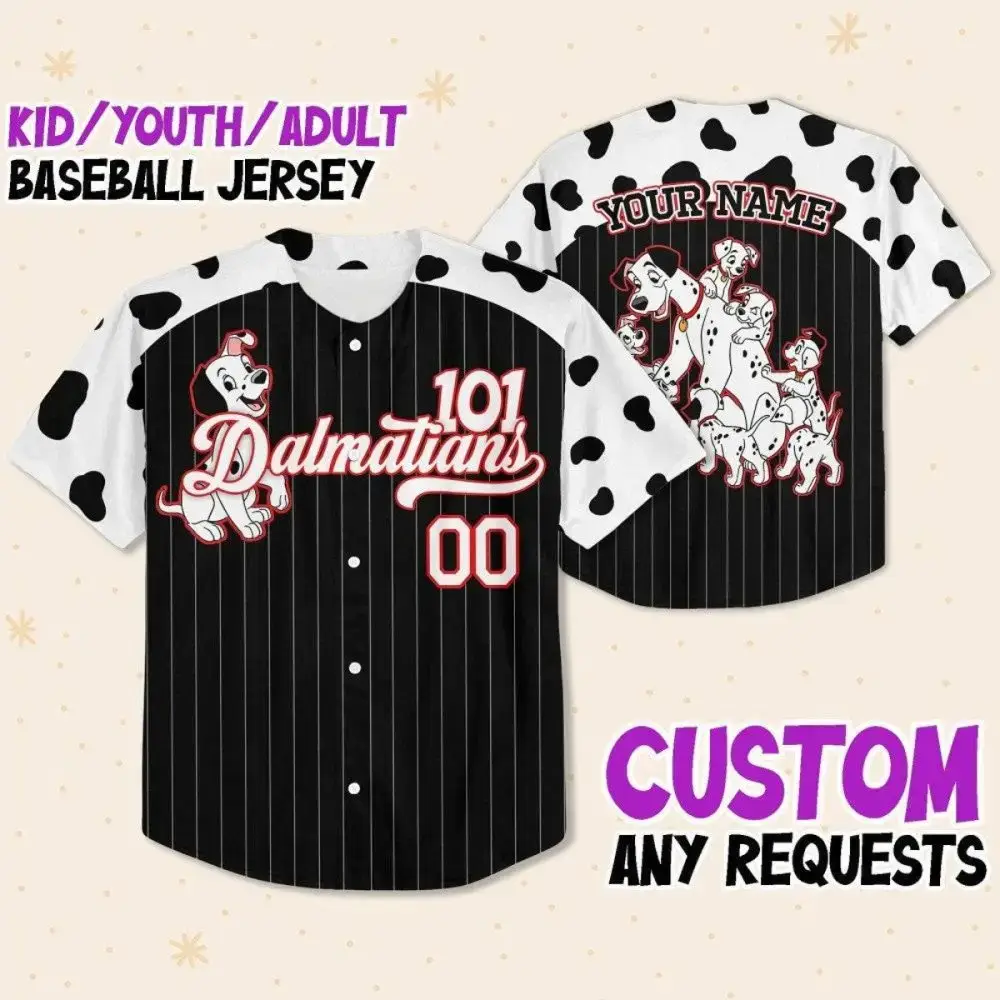 Custom 101 Dalmatians Baseball Jersey For Kids/Youth/Adults – Personalize Your Style! Image