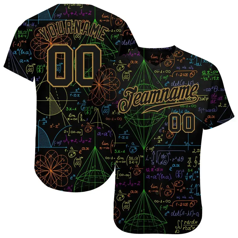 Custom 3D Pattern Design Math Authentic Baseball Jersey Image