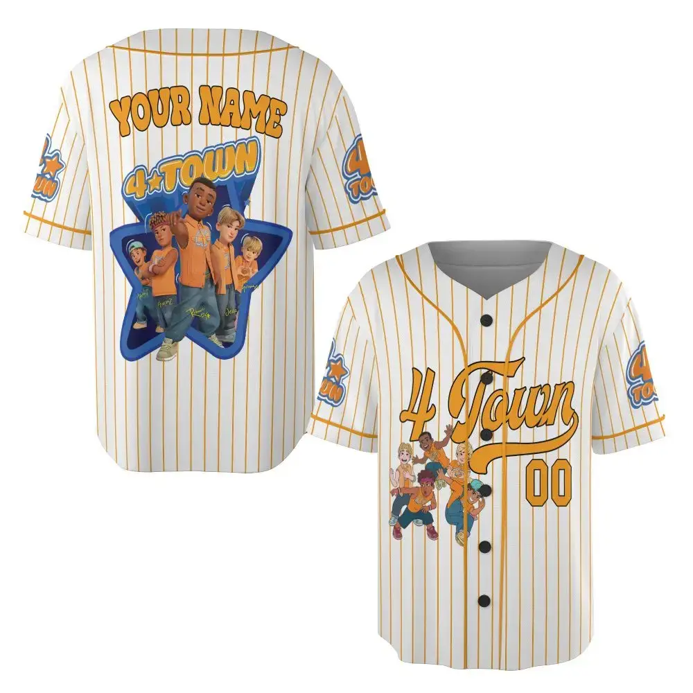 Custom 4-Town Baseball Jersey – Personalized Name & Number, Perfect Gift For Fans! Image