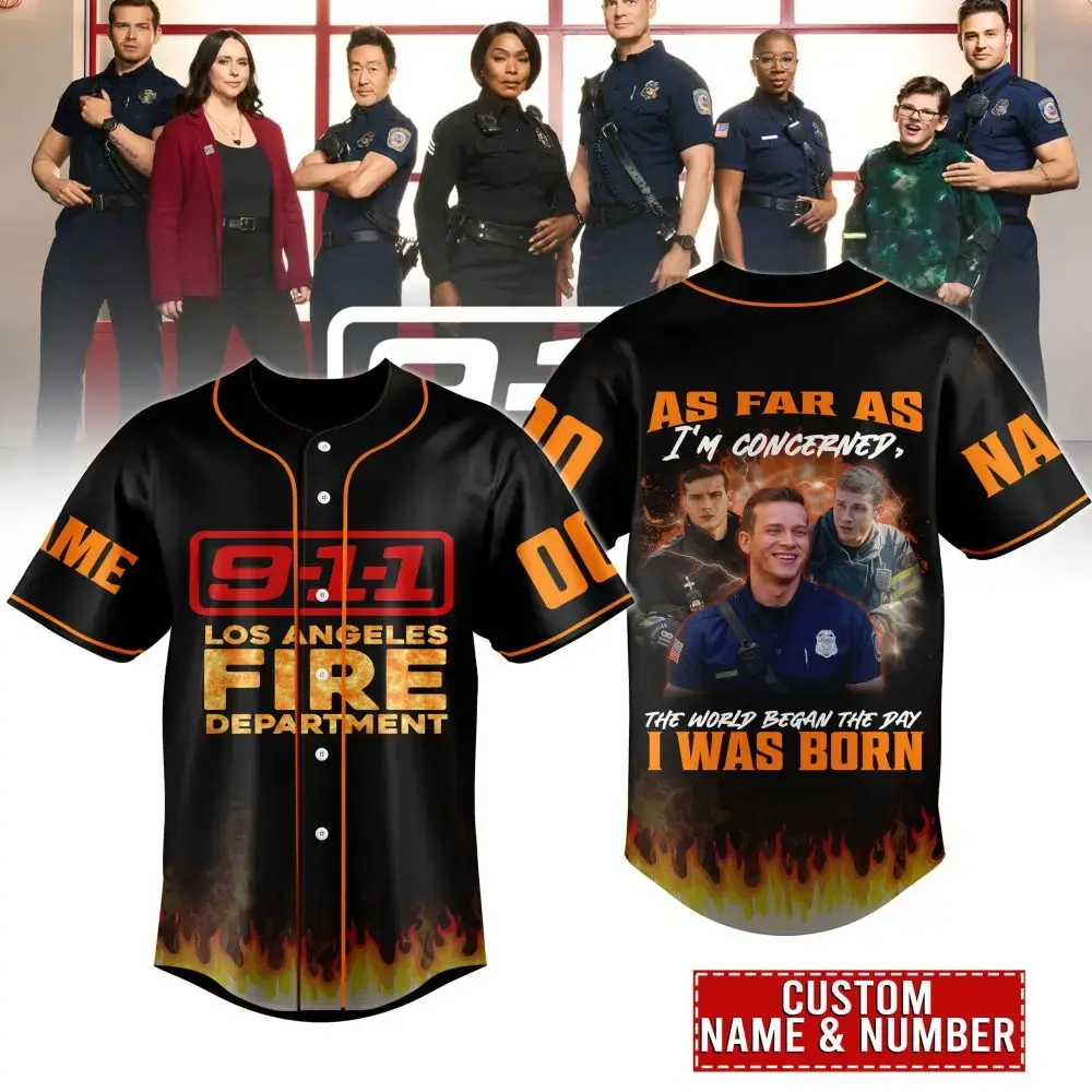 Custom 9-1-1 Fire Dept Jersey - Personalized Name & Number - Unique Fan Gift Image
