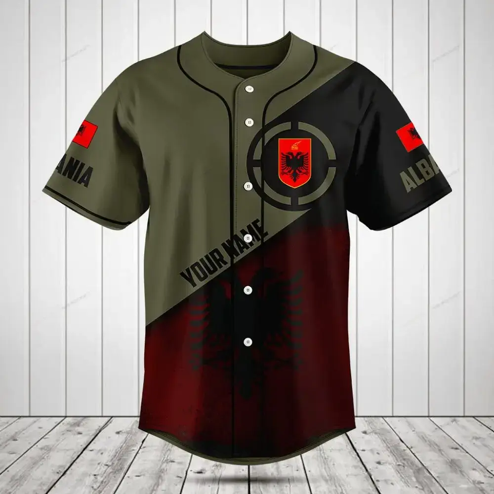 Custom Albania Flag Baseball Jersey – Personalized Unisex Sportswear Gift Image