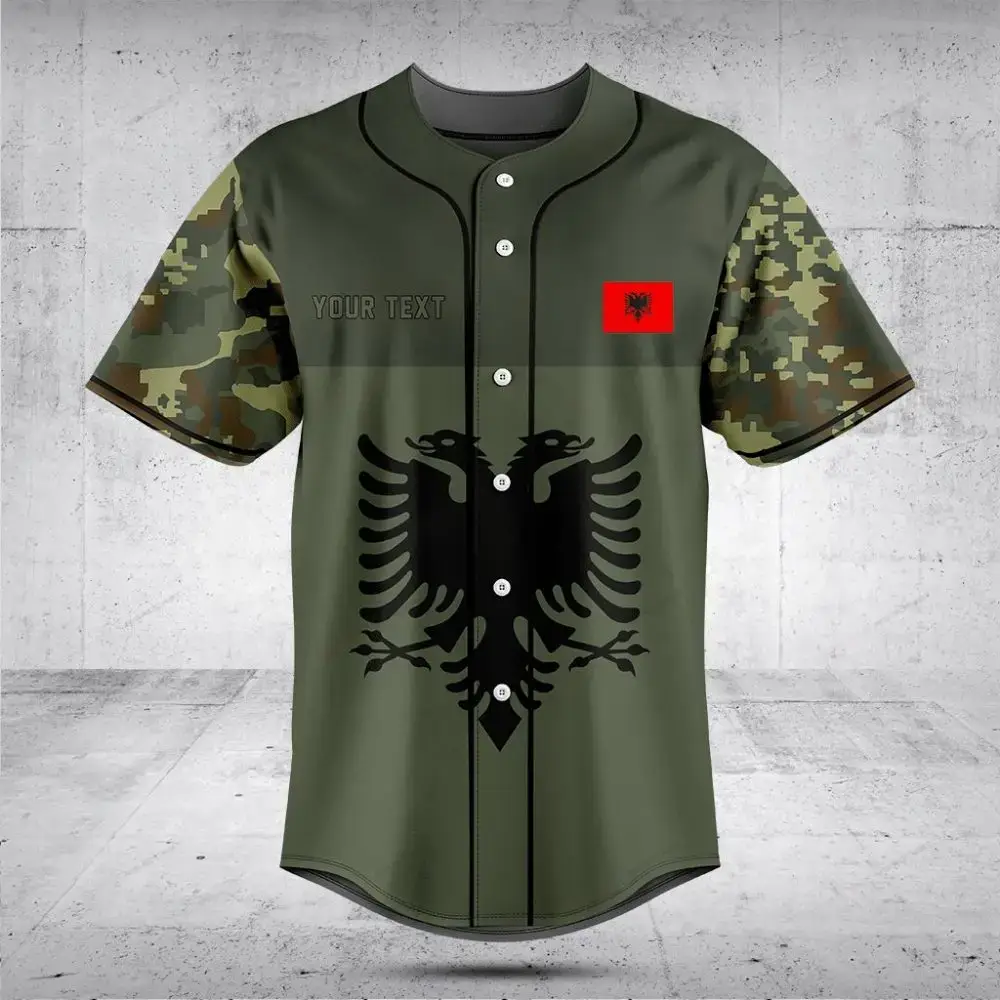Custom Albanian Eagle Camo Baseball Jersey - Personalized Sportswear Top Image