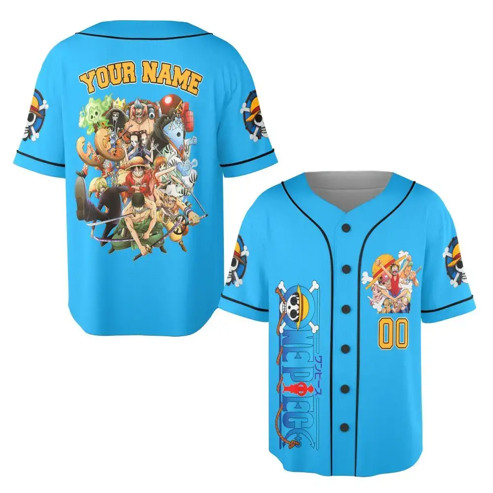 Custom Anime Pirate Jersey – Personalized One Piece Baseball Shirt – Perfect Gift! Image