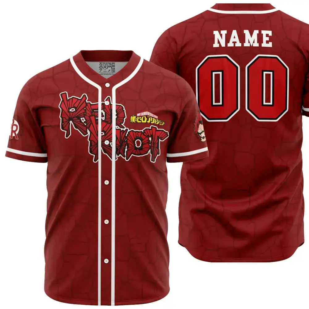 Custom Anime-Themed Red Baseball Jersey - Personalized Name & Number - Perfect For Fans Image