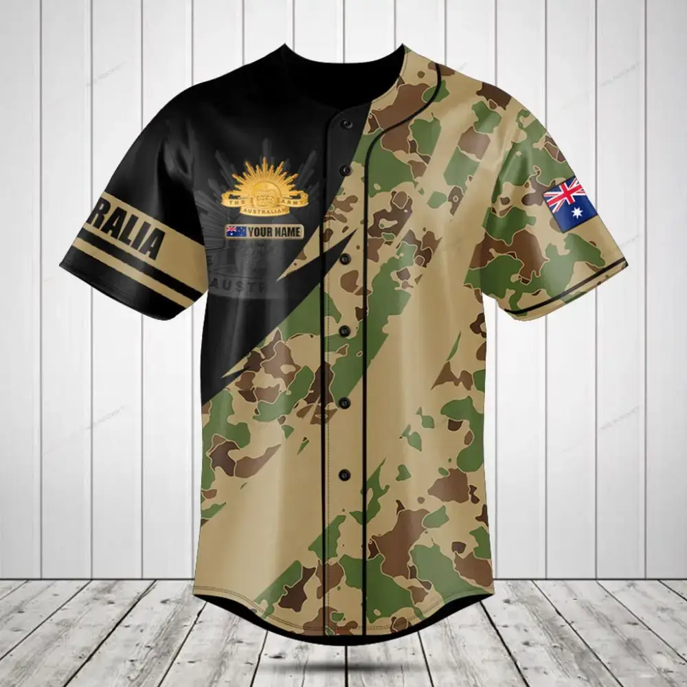 Custom Australia Camo Baseball Jersey - Personalized Name, Premium Quality Sportswear Image