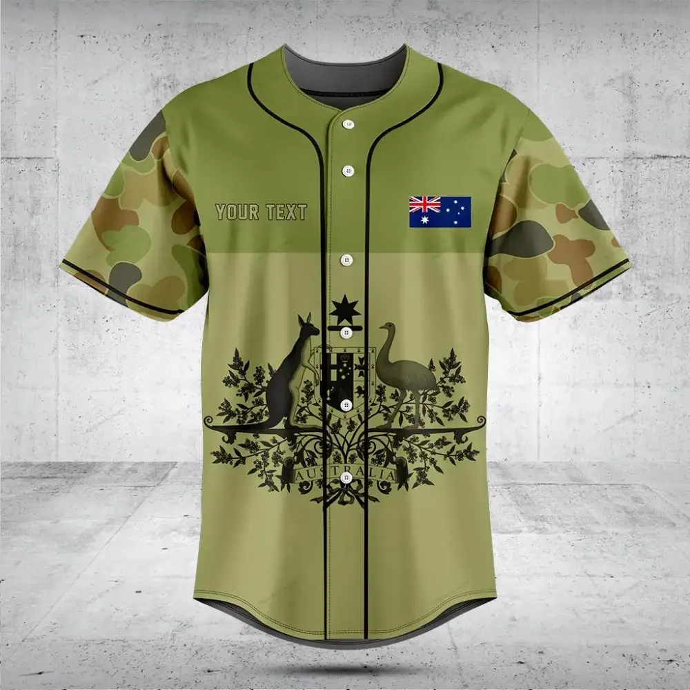 Custom Australian Camo Baseball Jersey – Personalized Name & Flag Design Image