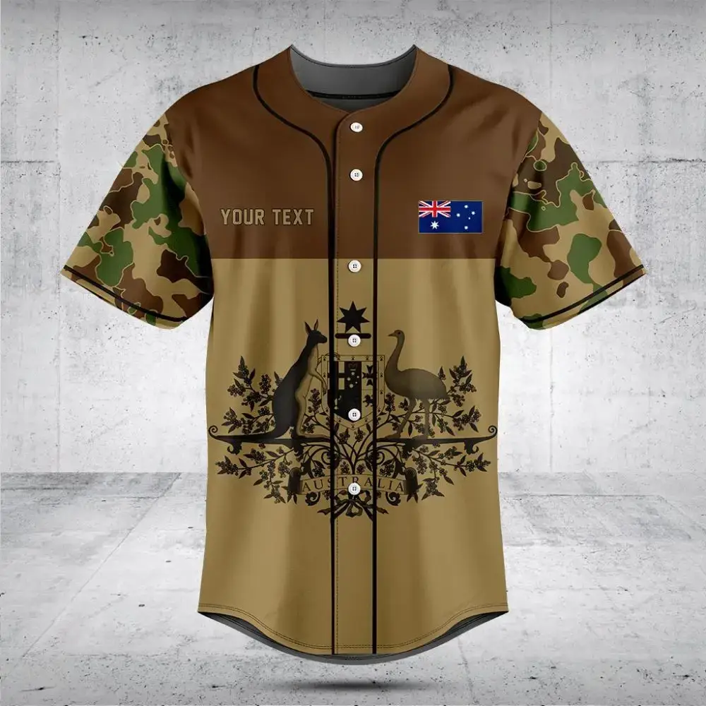 Custom Australian Flag Camo Baseball Jersey – Personalize Your Style Today! Image