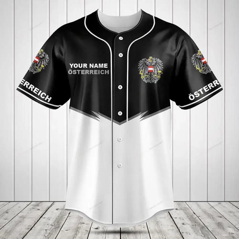 Custom Austria Baseball Jersey – Personalized Name & Flag Design – Stylish Fan Gear Image