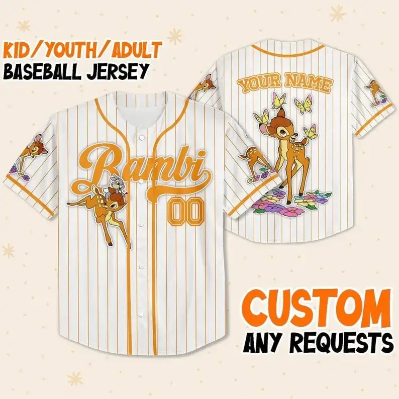 Custom Bambi Baseball Jersey For Kids/Adults - Personalize With Your Name! Image