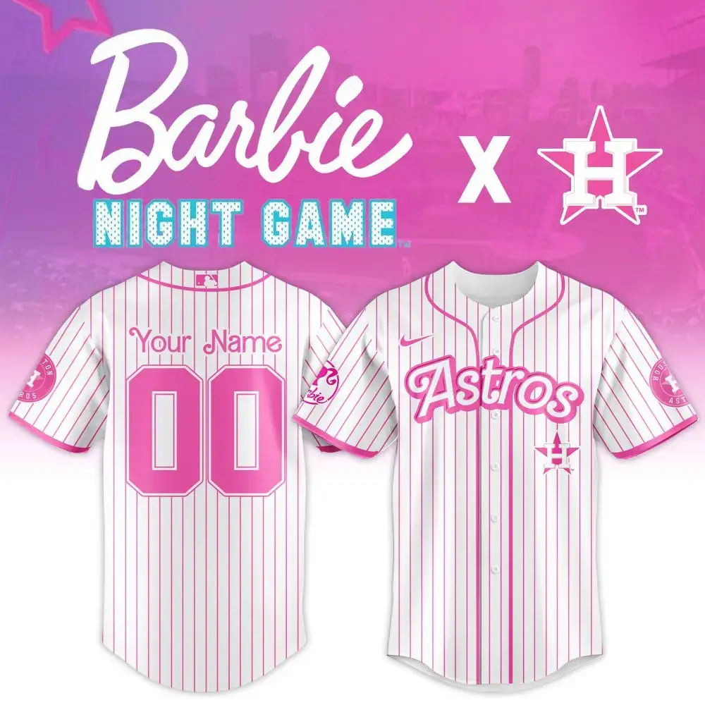 Custom Barbie Night Game Astros Jersey - Personalized Pink Mlb Fan Gear Image