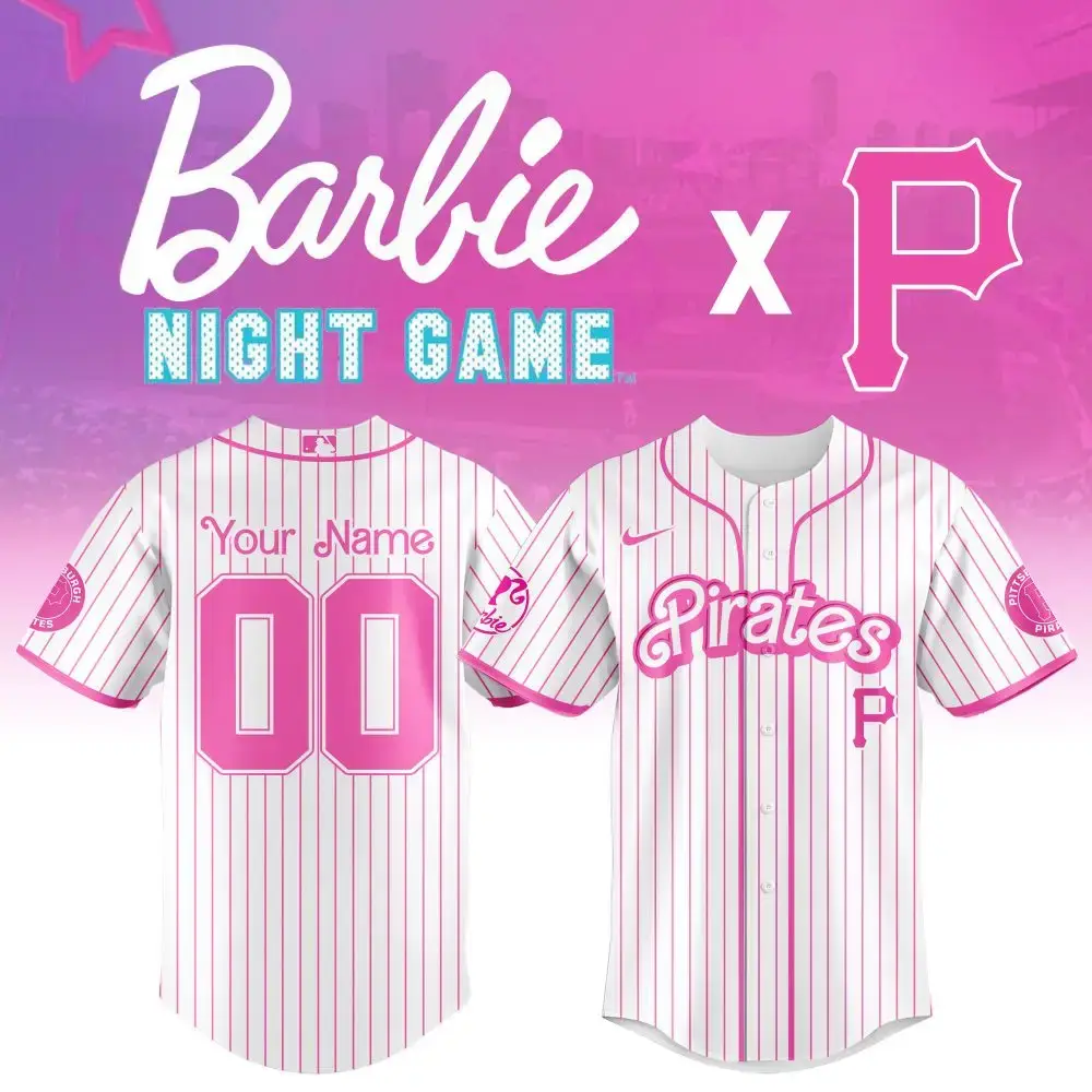 Custom Barbie Night Game Jersey - Personalized Pink Pirates Baseball Shirt Image