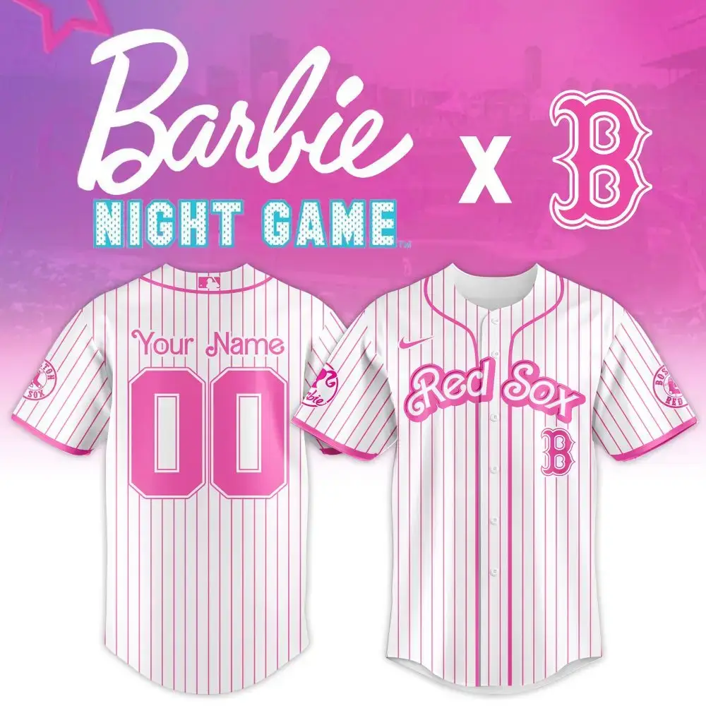 Custom Barbie Night Game Red Sox Jersey - Personalized Pink Baseball Shirt Image