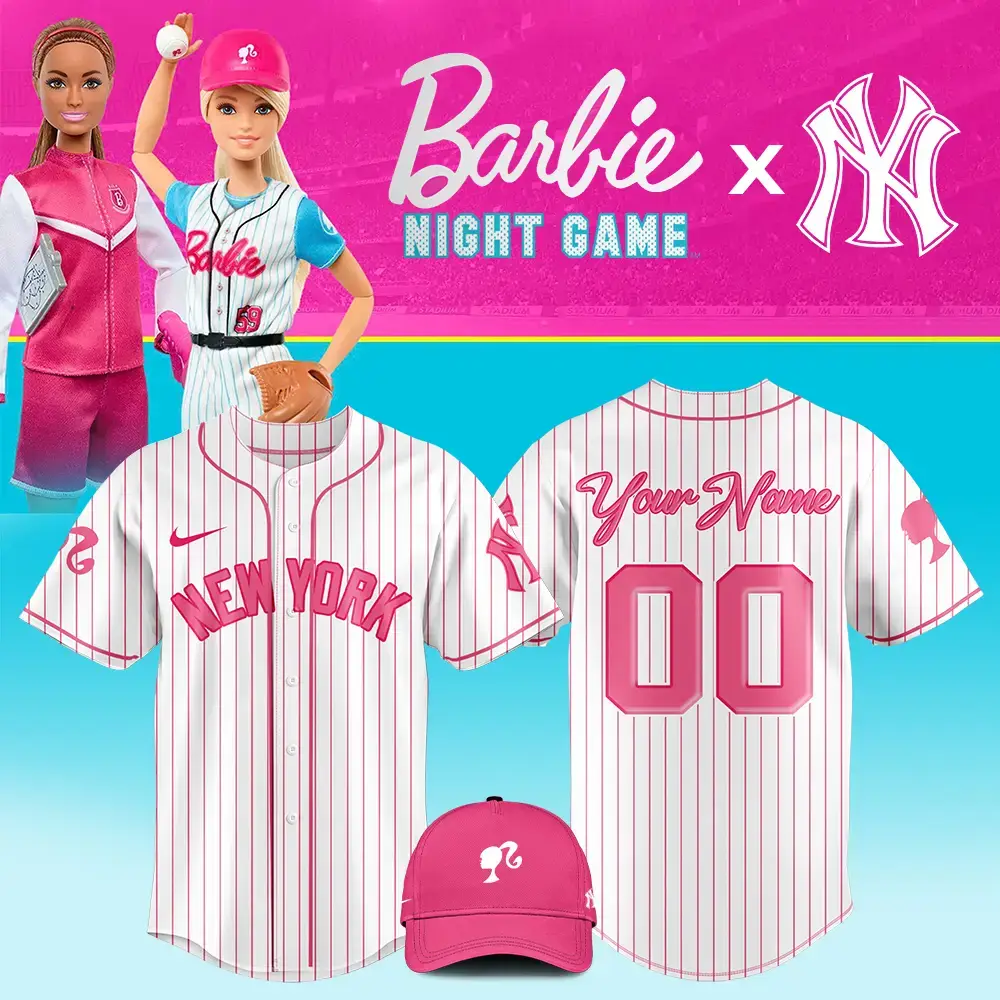 Custom Barbie X Ny Pink Baseball Jersey - Limited Edition For Fans Image