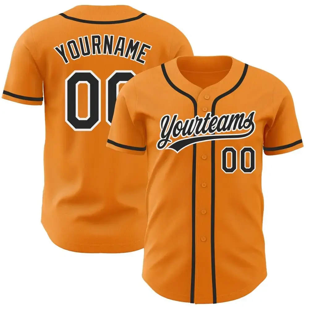 Custom Bay Orange Black-White Authentic Baseball Jersey Image